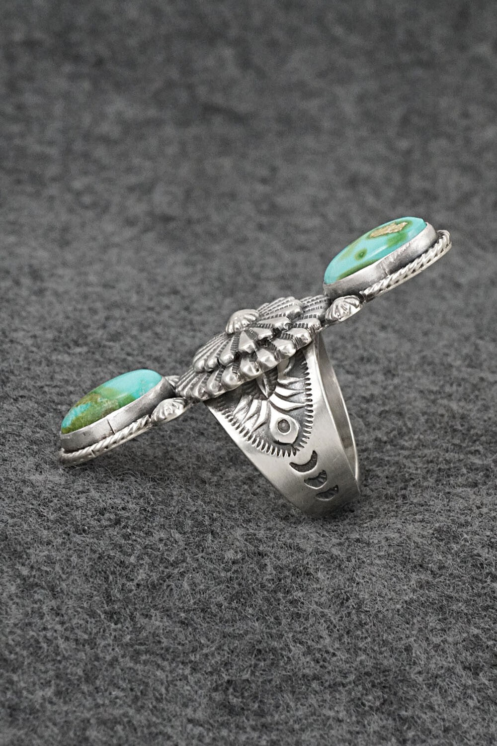 Turquoise & Sterling Silver Ring - Samuel Yellowhair - Size 8.5