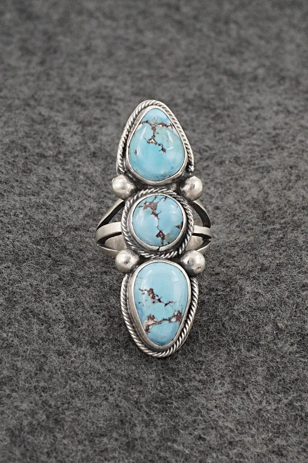 Turquoise & Sterling Silver Ring - Bobby Johnson - Size 6.5