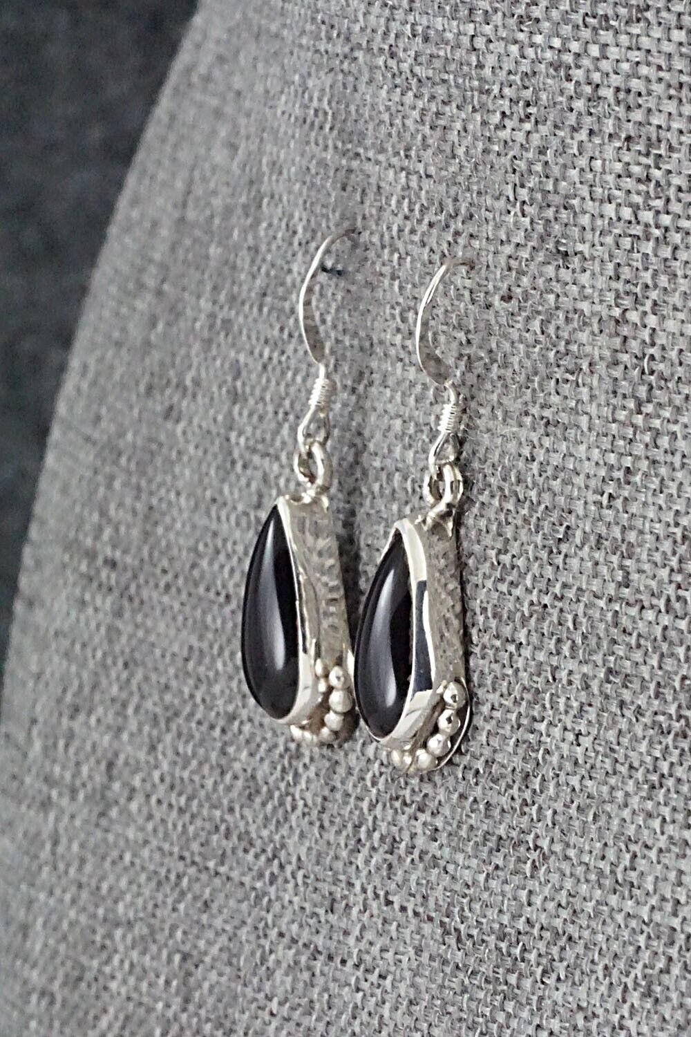 Onyx & Sterling Silver Earrings - Elaine Shirley