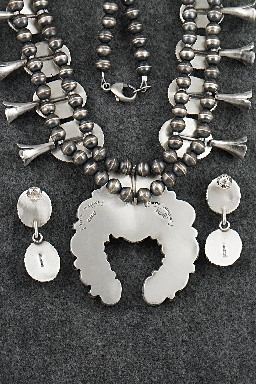Turquoise & Sterling Silver Squash Blossom Set - Darrin Livingston