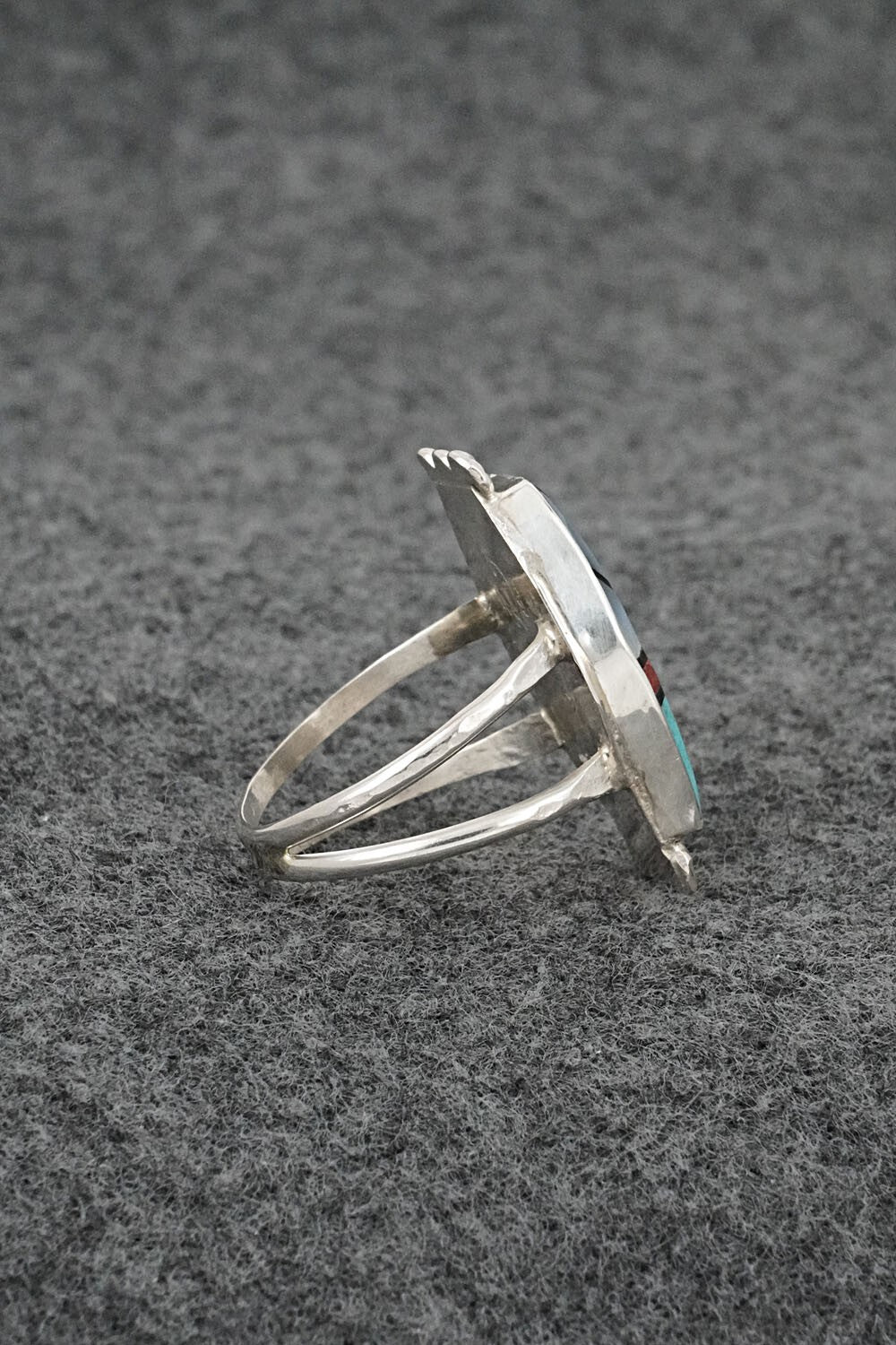 Multi-Stone & Sterling Silver Inlay Ring - Ola Eriacho - Size 8