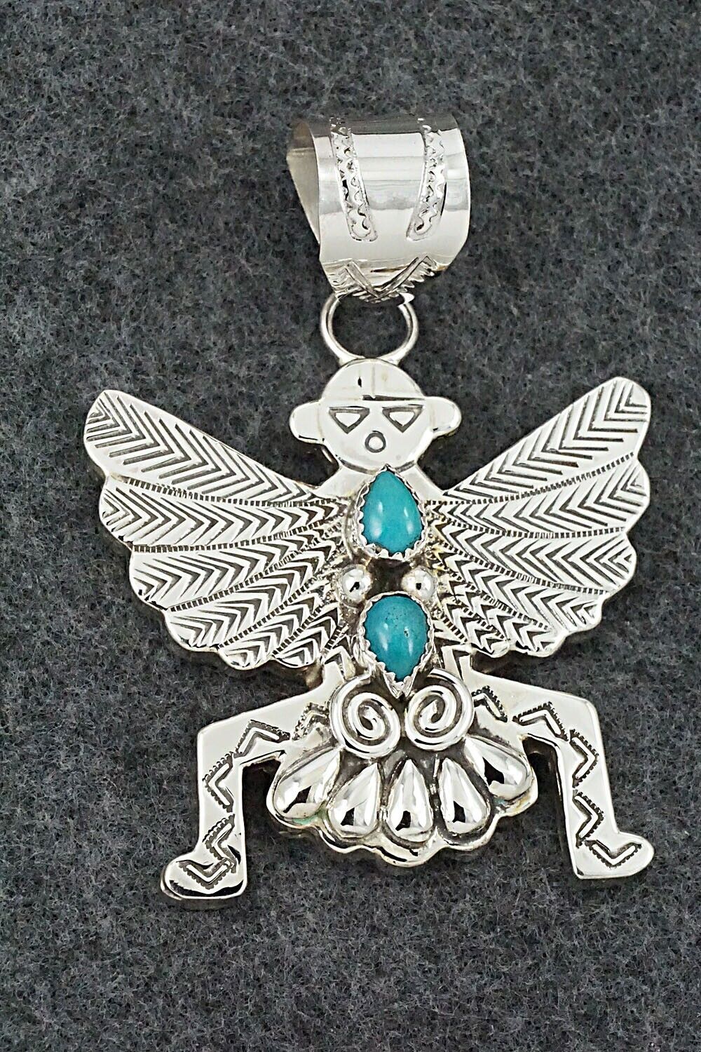 Turquoise & Sterling Silver Pendant - Alanzo Mariano