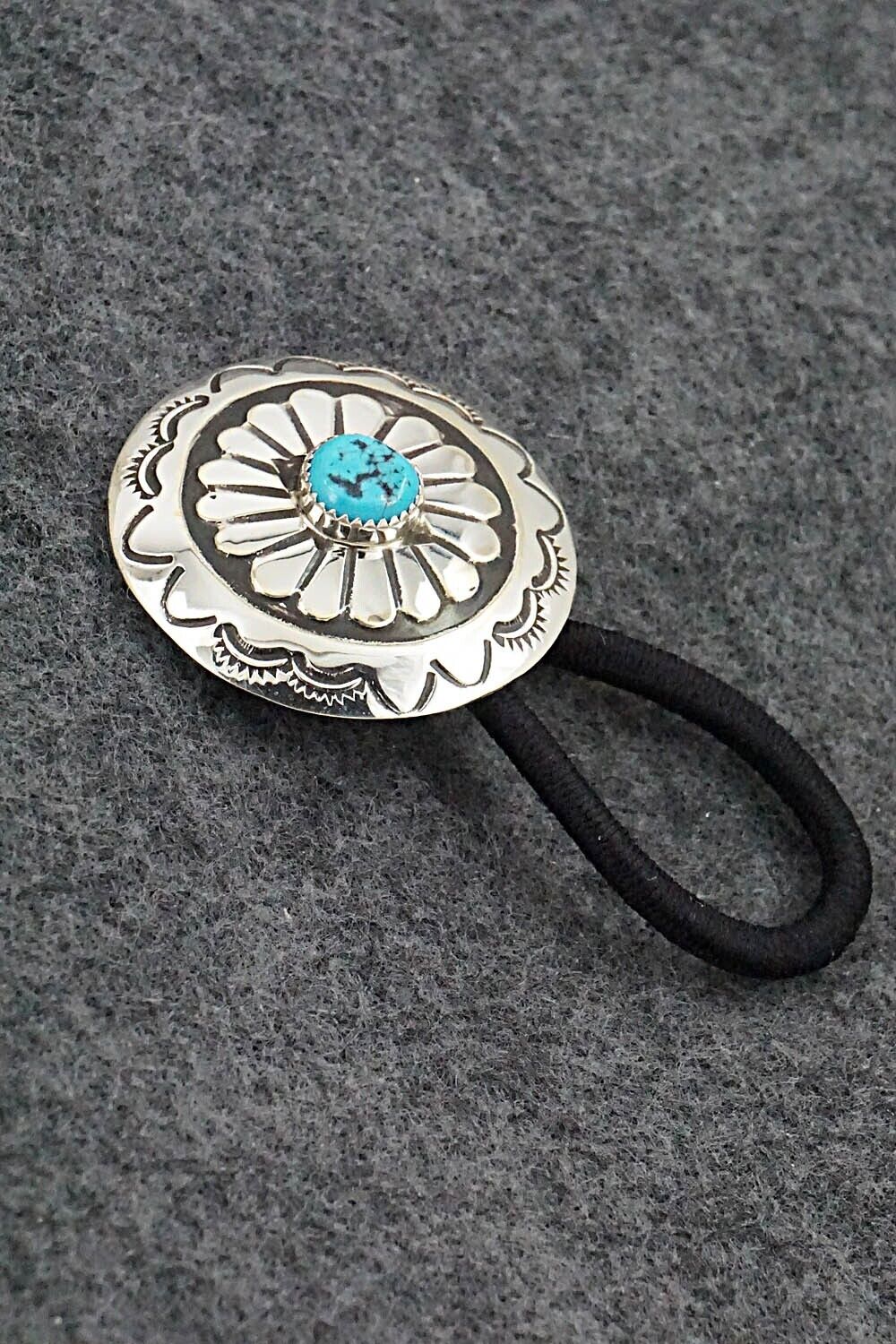 Turquoise & Sterling Silver Hair Tie - Jolene Begay