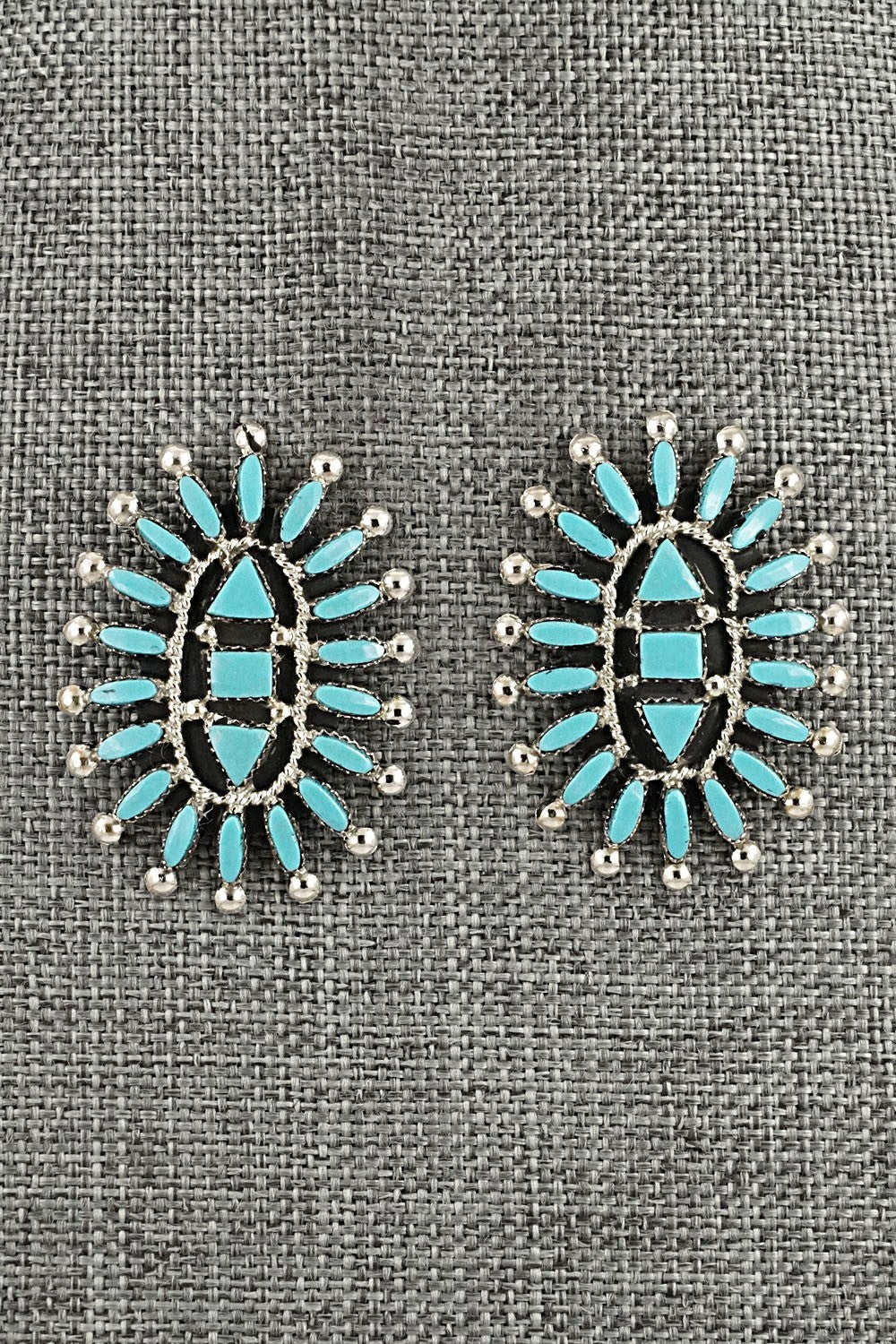 Turquoise & Sterling Silver Squash Blossom Set - Evonne Hustito