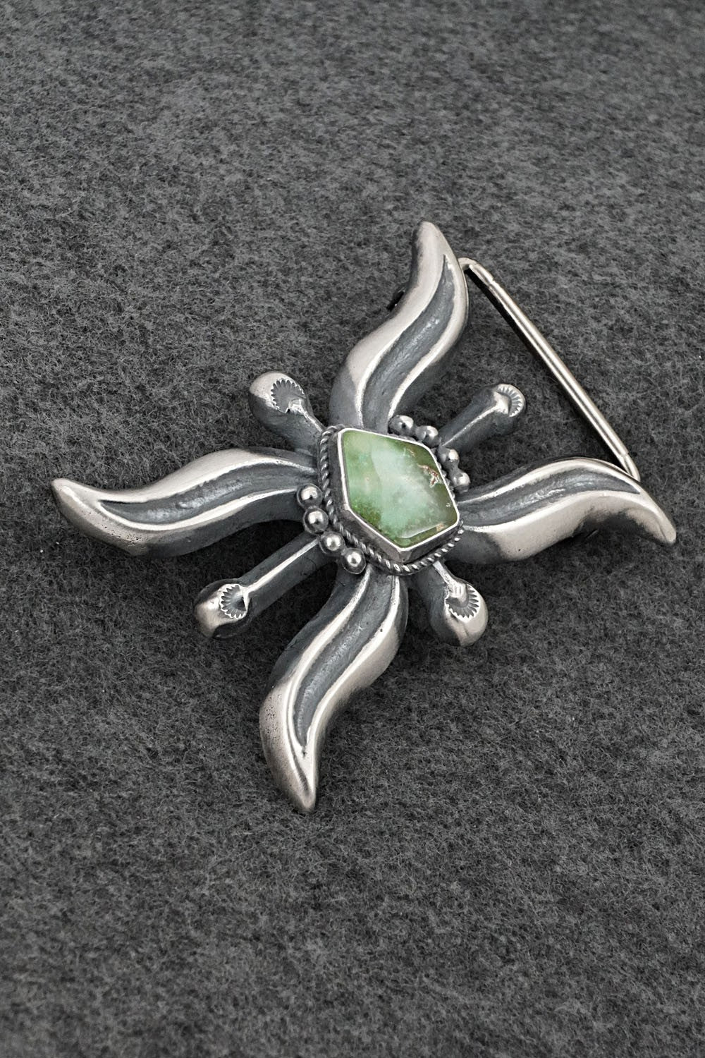 Turquoise & Sterling Silver Belt Buckle - Harrison Bitsue