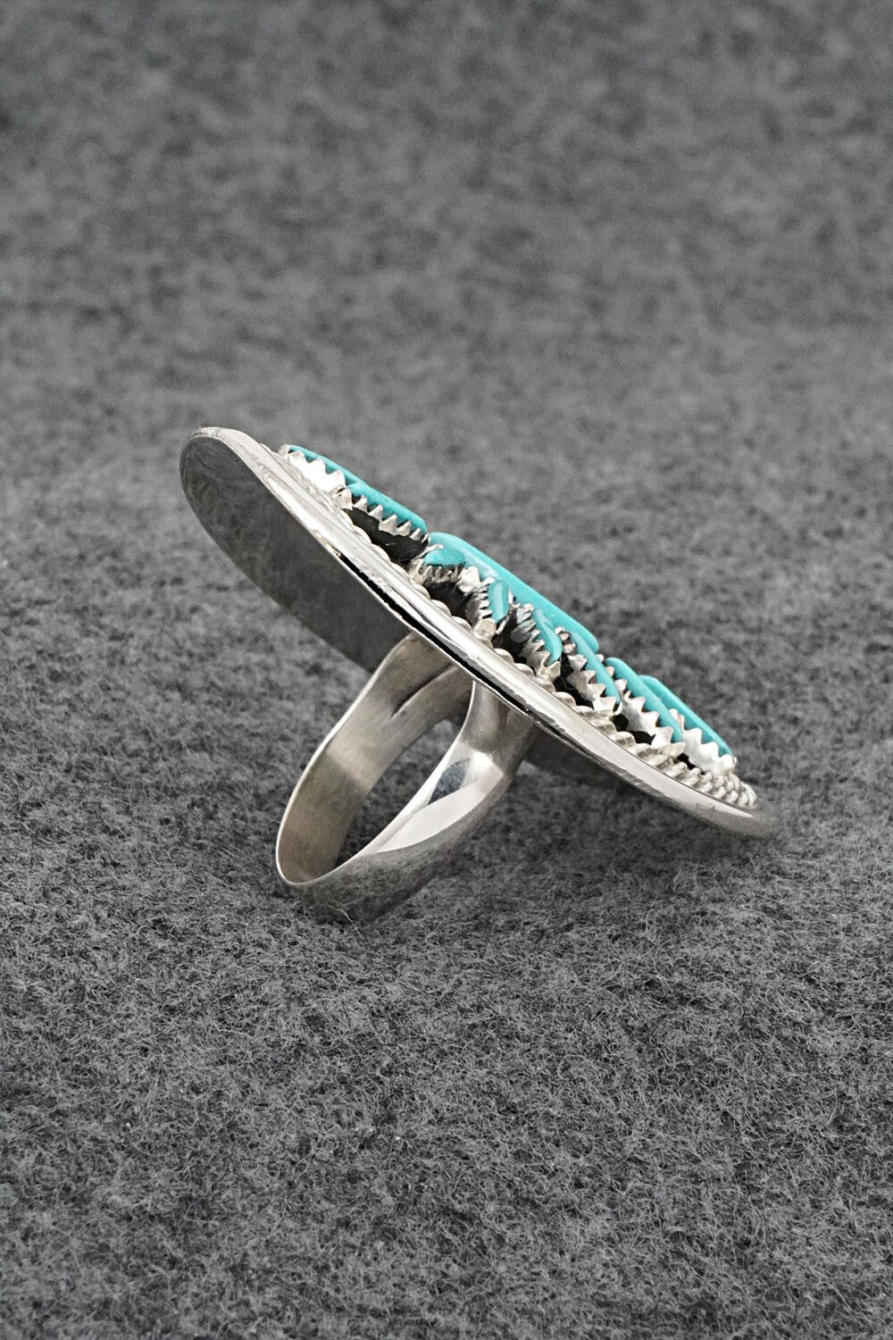 Turquoise & Sterling Silver Ring - Jack Etsate - Size 7.75