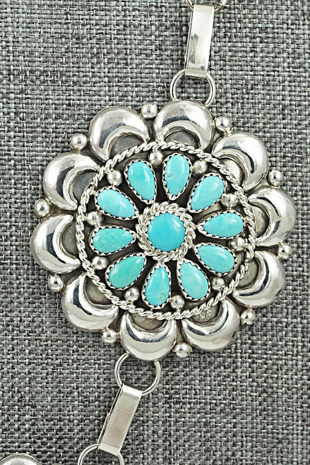 Turquoise & Sterling Silver Necklace and Earrings Set - Eunise Wilson