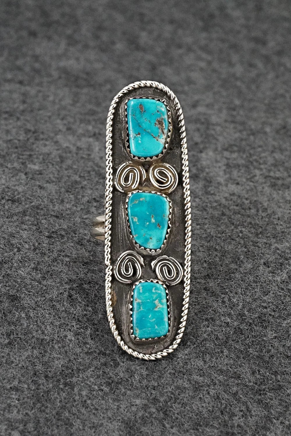 Turquoise & Sterling Silver Ring - Priscilla Reeder - Size 7.5