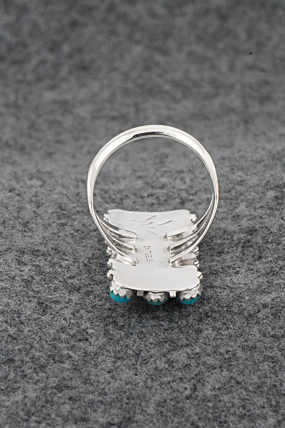 Turquoise & Sterling Silver Ring - Kenny Lonjose - Size 9.5