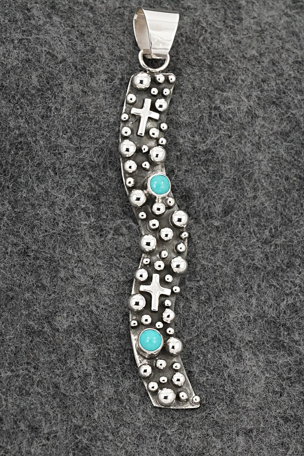 Turquoise & Sterling Silver Pendant - Raymond Coriz