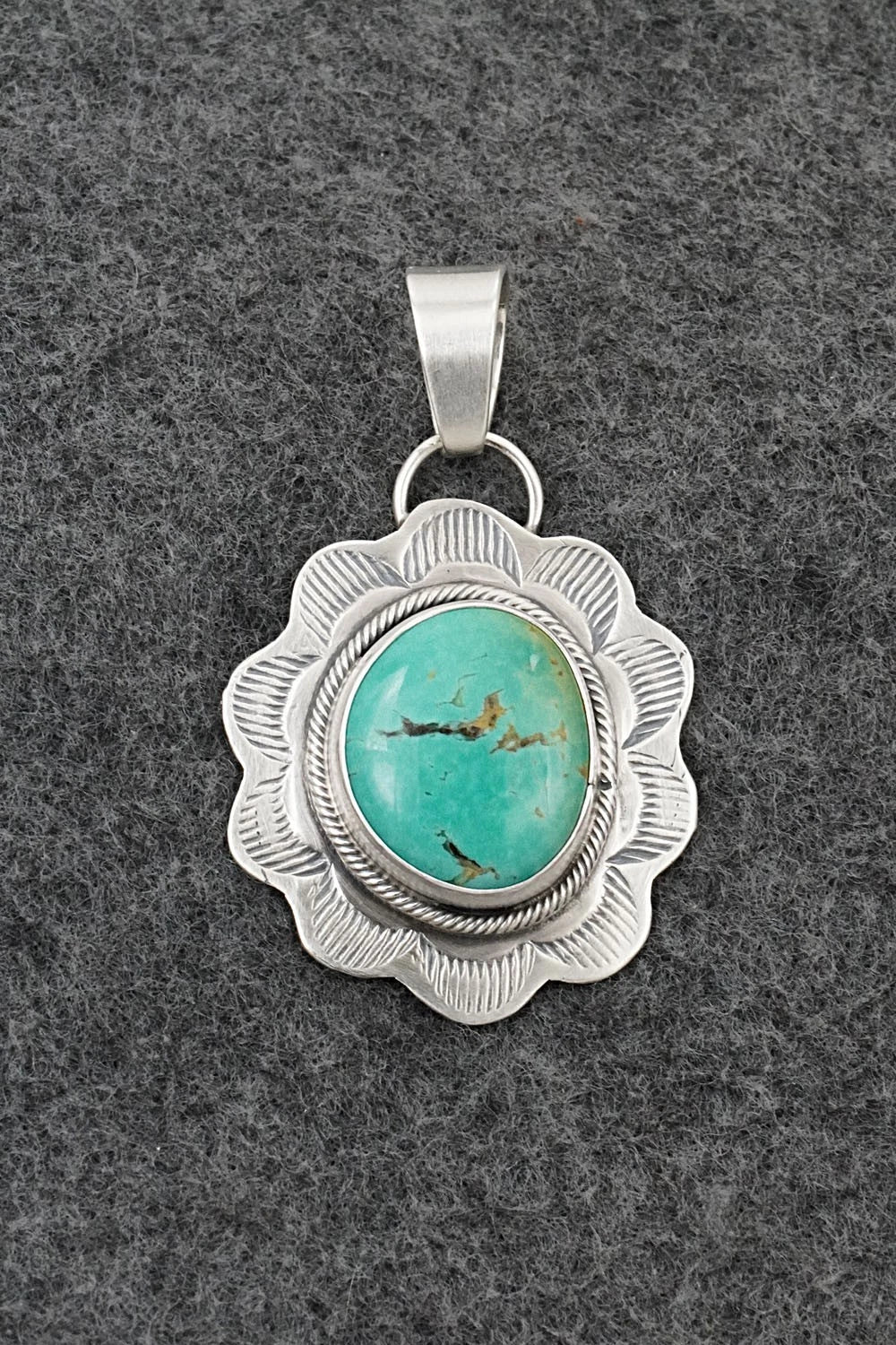 Turquoise & Sterling Silver Pendant - Cordell Platero