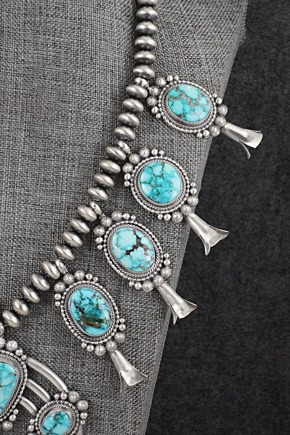 Turquoise & Sterling Silver Squash Blossom Set - Tom Lewis