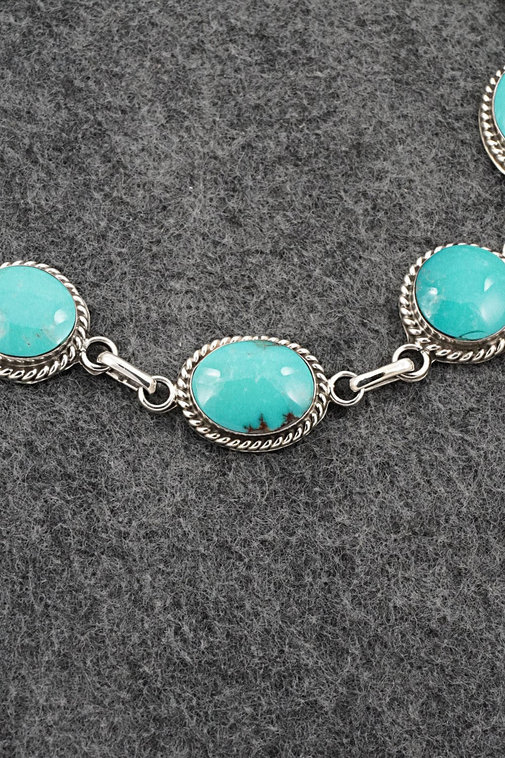 Turquoise & Sterling Silver Link Bracelet - Arlene Lewis