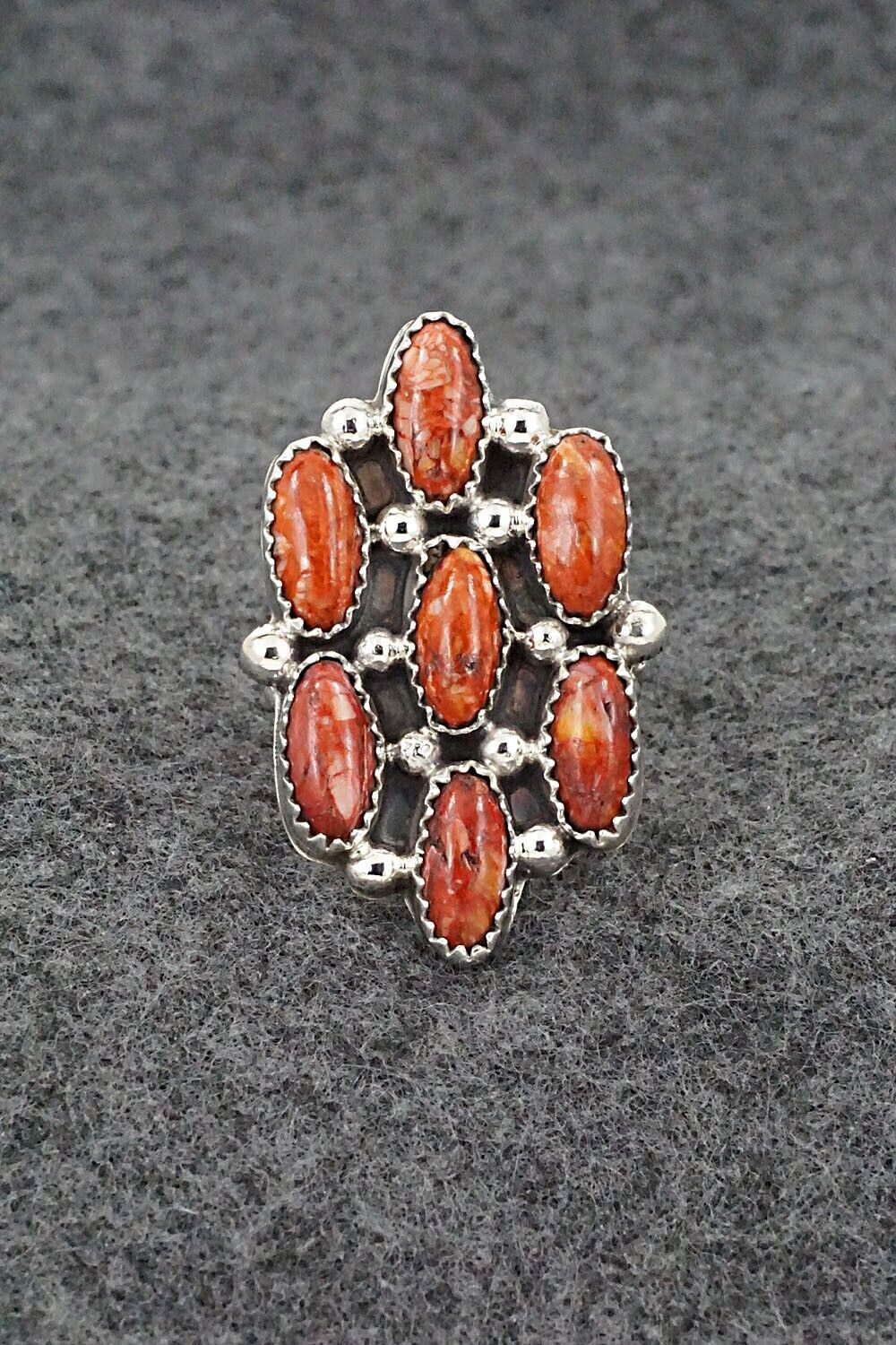 Spiny Oyster & Sterling Silver Ring - Roberta Begay - Size 8