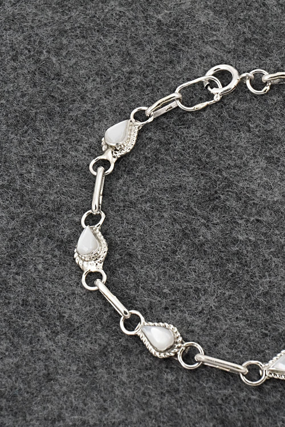 Mother of Pearl & Sterling Silver Link Bracelet - Carol Lateyice