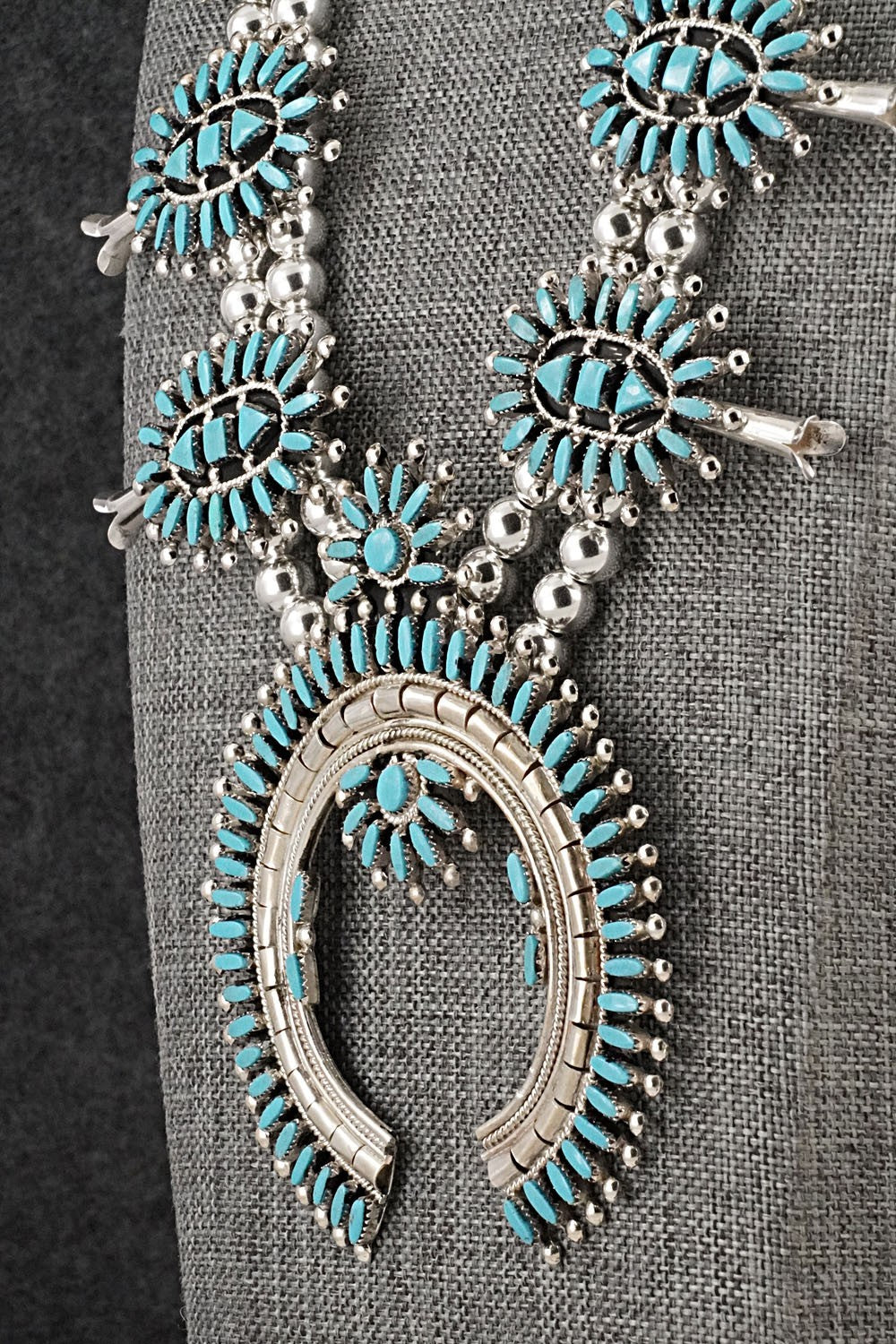 Turquoise & Sterling Silver Squash Blossom Set - Evonne Hustito