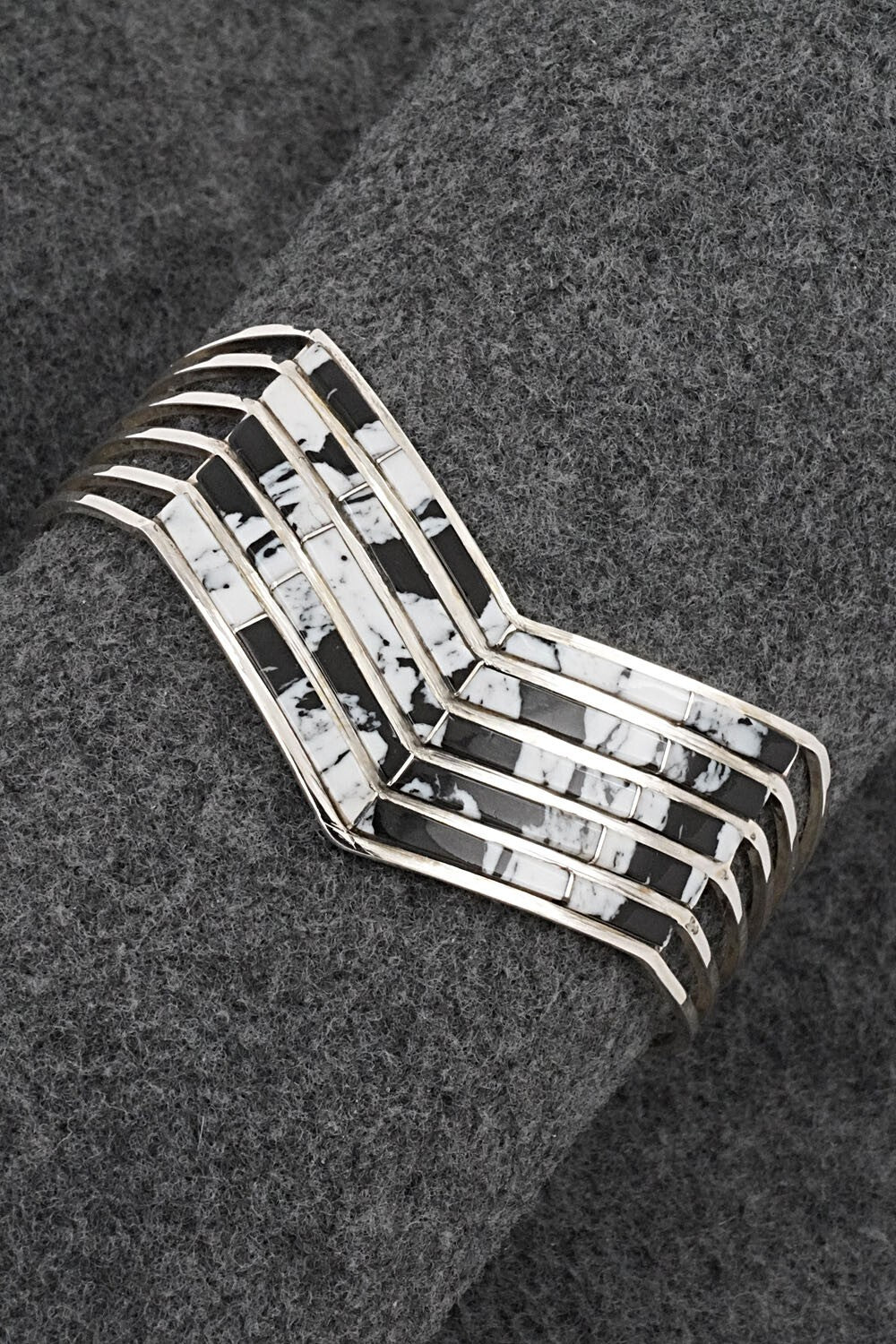 White Buffalo & Sterling Silver Inlay Bracelet - Jamie Johnson