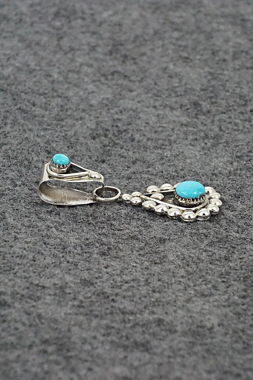 Turquoise and Sterling Silver Pendant - Verdie Booqua