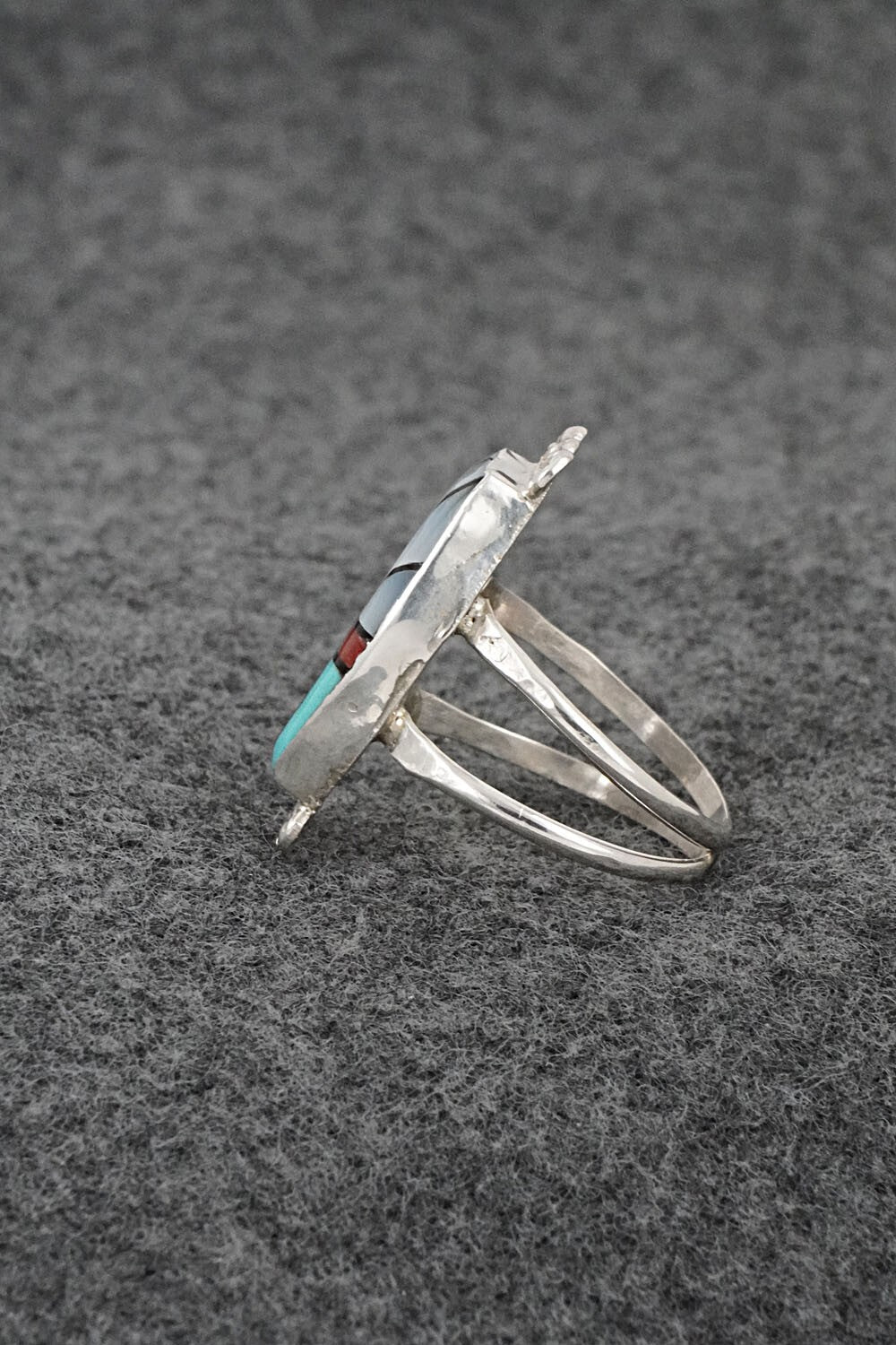 Multi-Stone & Sterling Silver Inlay Ring - Ola Eriacho - Size 8