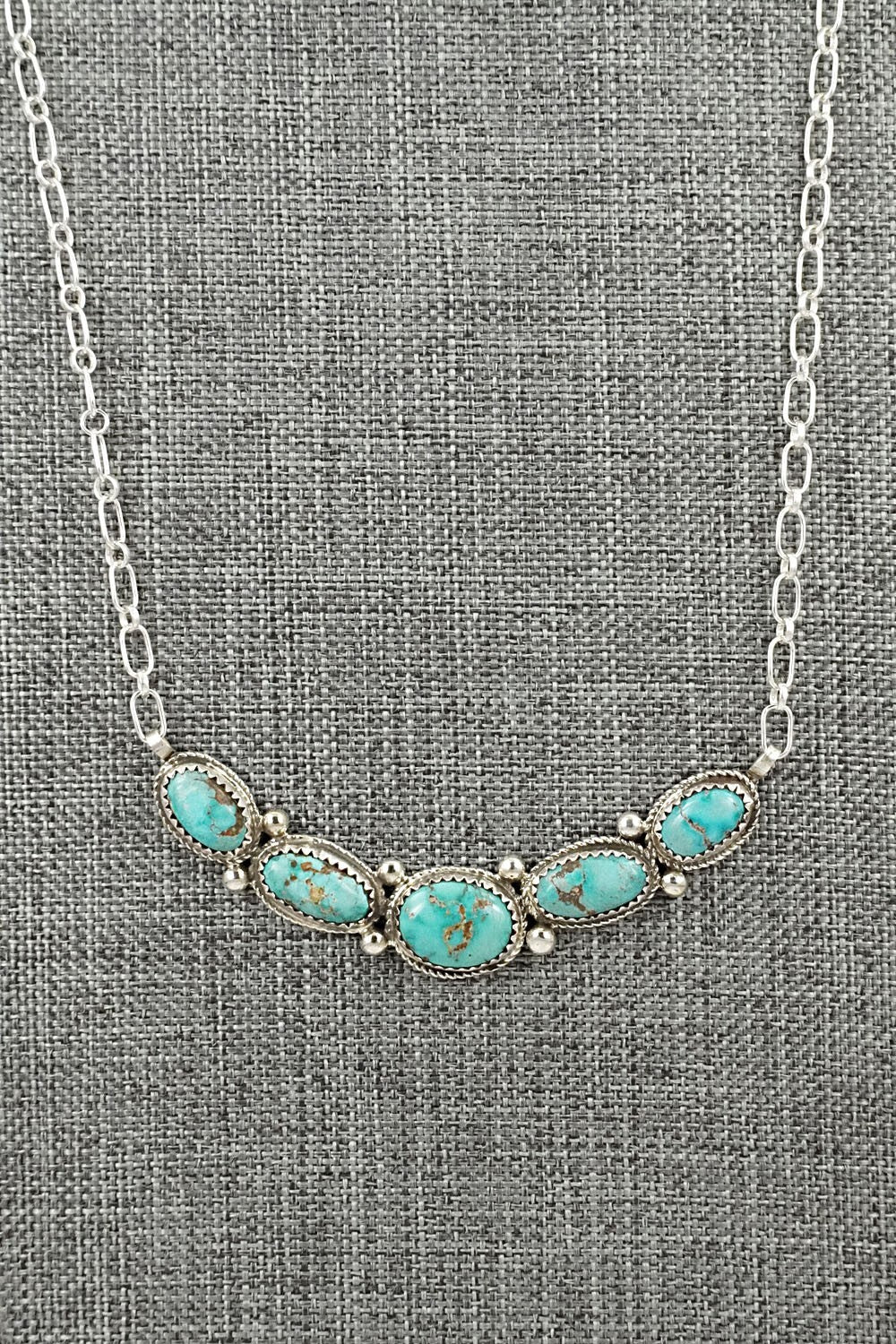 Turquoise & Sterling Silver Necklace - Ernest Hawthorne