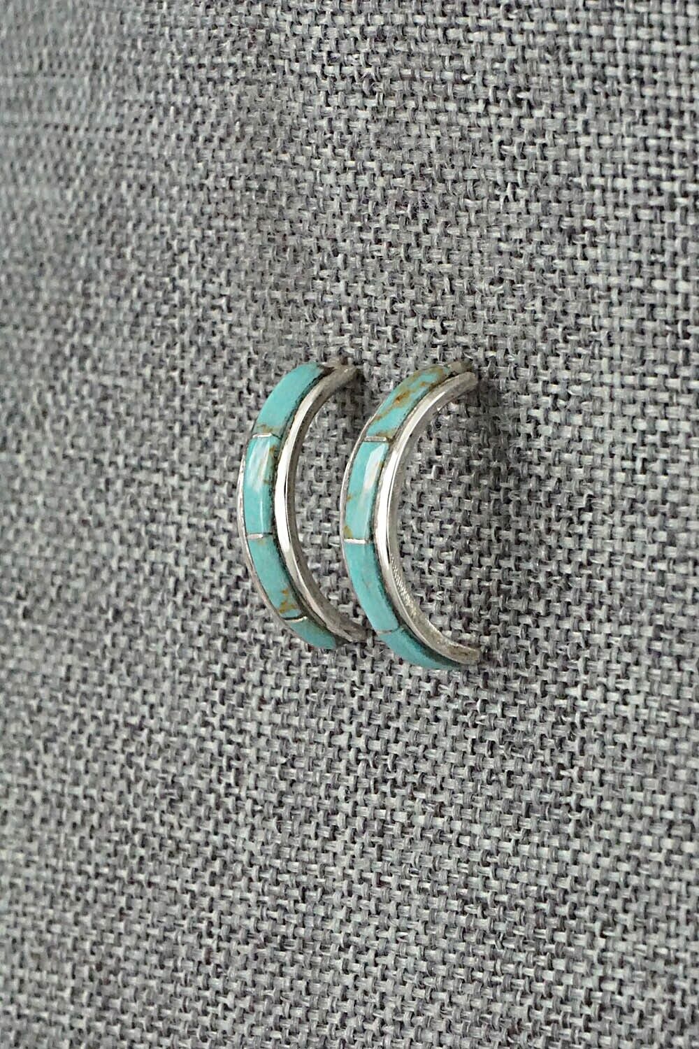 Turquoise & Sterling Silver Hoop Earrings - Alton Tom