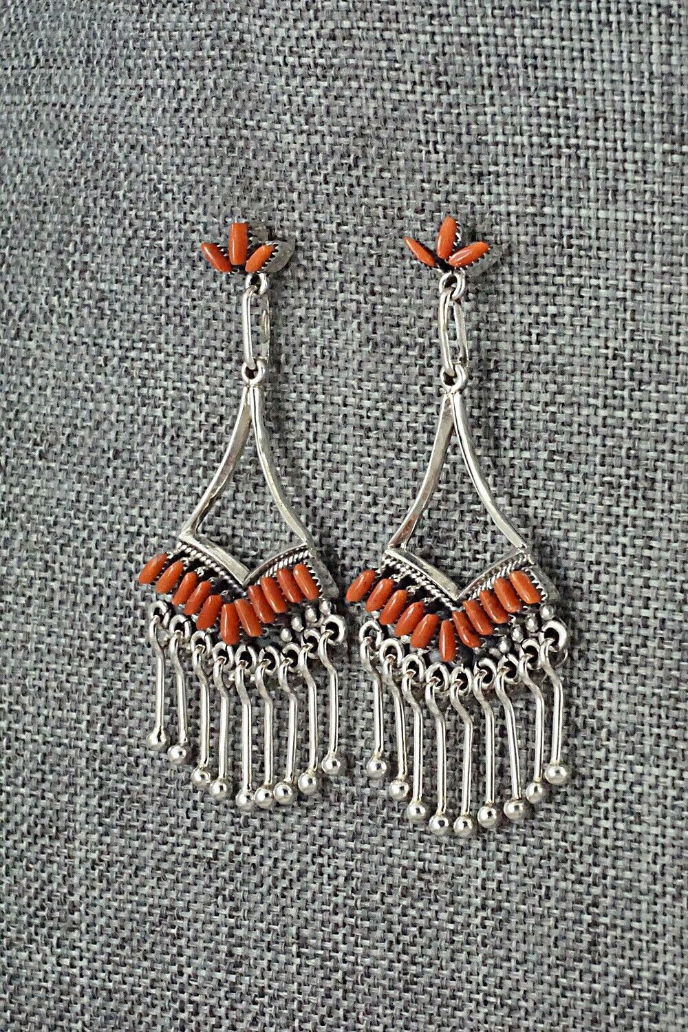 Coral & Sterling Silver Earrings - Mildred Ukestine