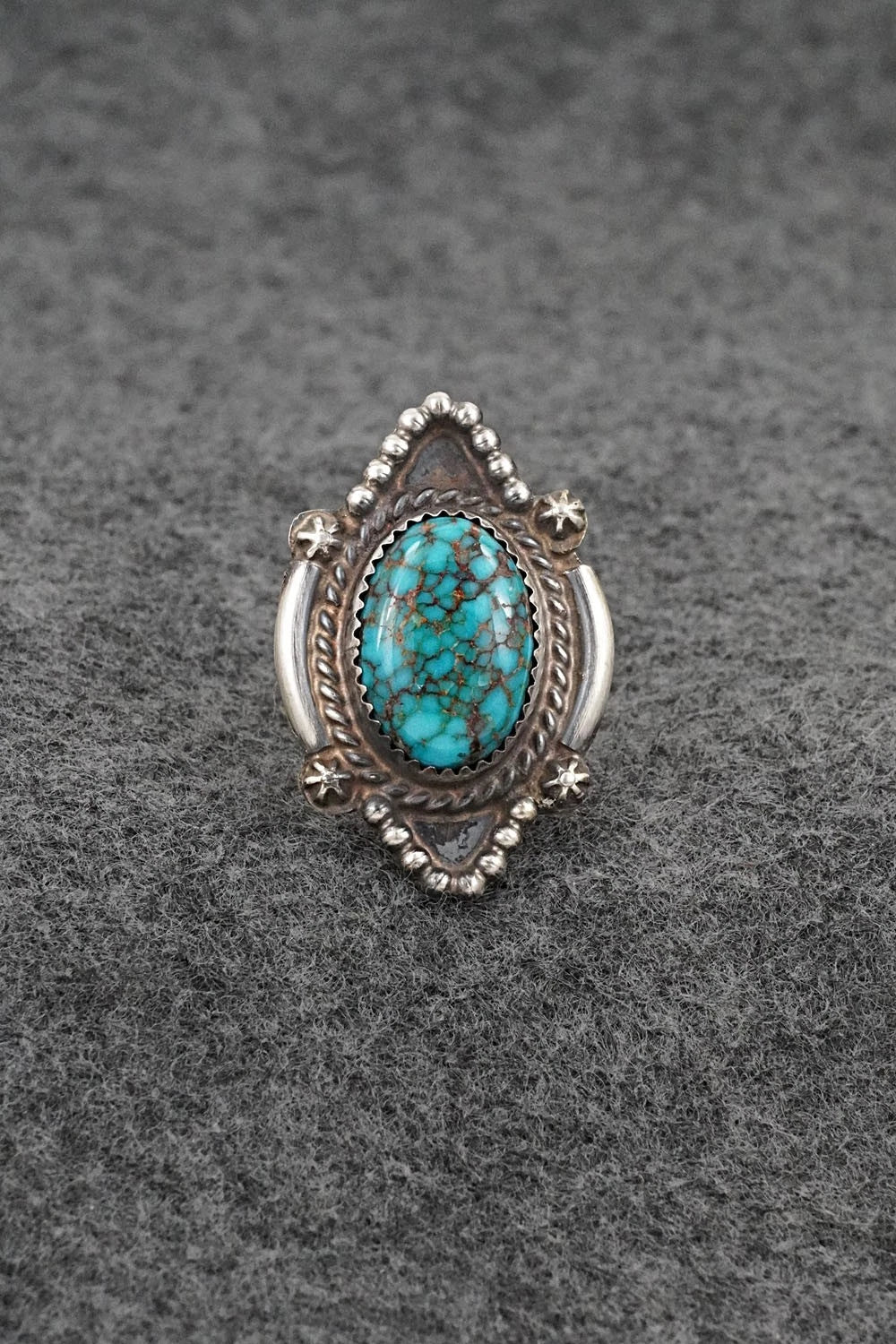 Turquoise & Sterling Silver Ring - Leslie Nez - Size 7.5