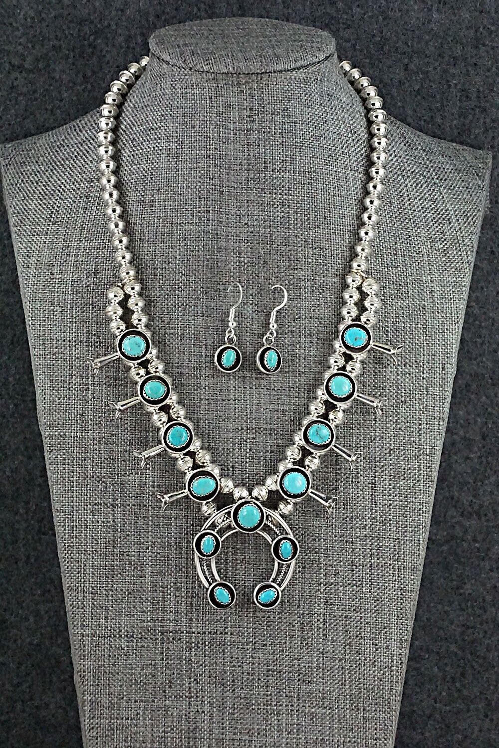 Turquoise & Sterling Silver Mini Squash Blossom Set - Phil Garcia