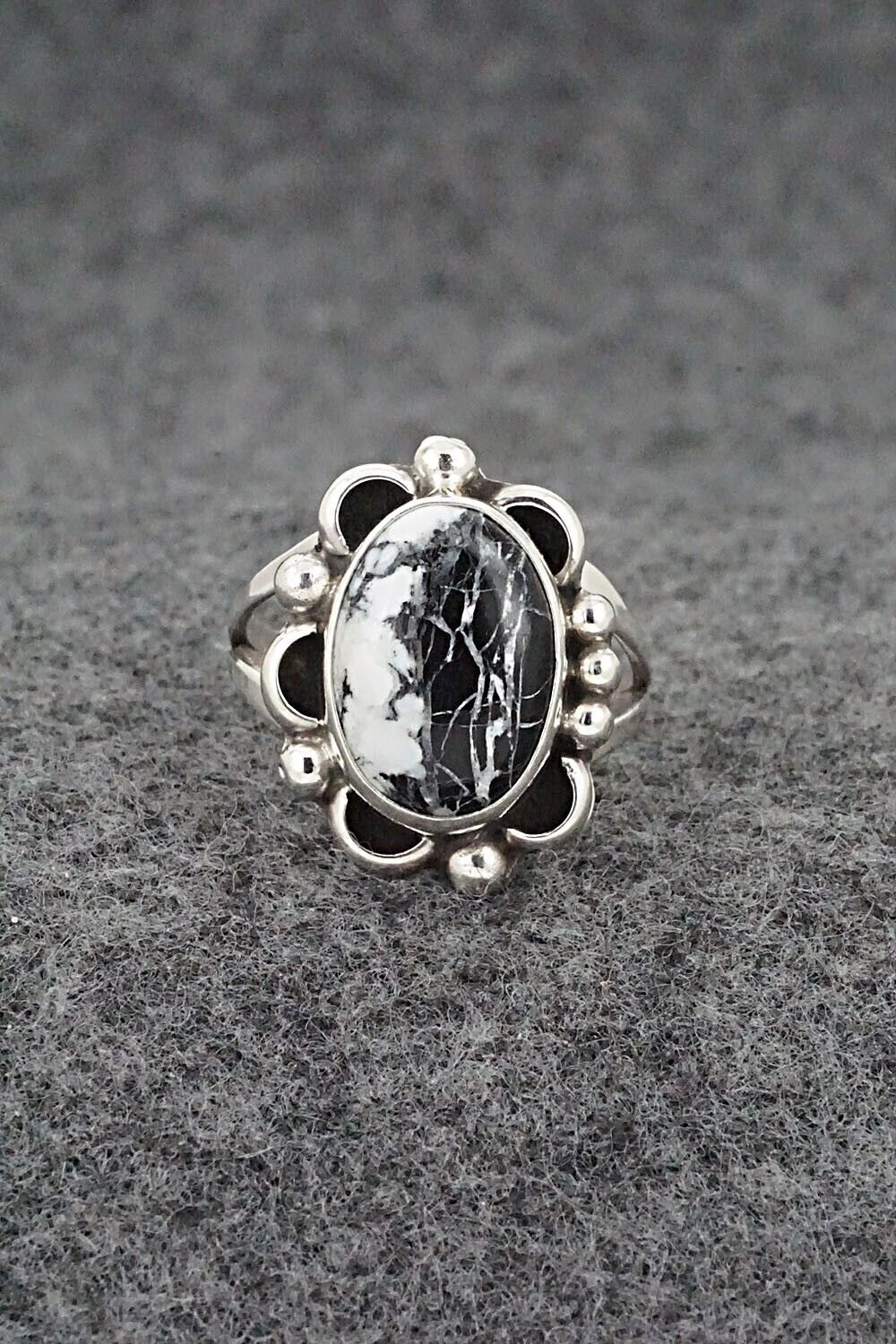 White Buffalo & Sterling Silver Ring - Priscilla Smith - Size 6.75