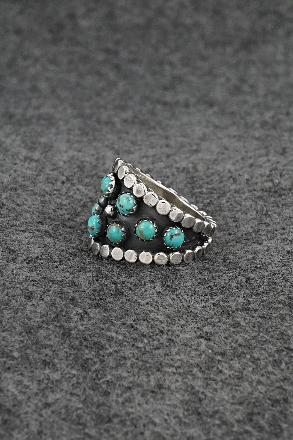 Turquoise & Sterling Silver Ring - Kenny Lonjose - Size 7