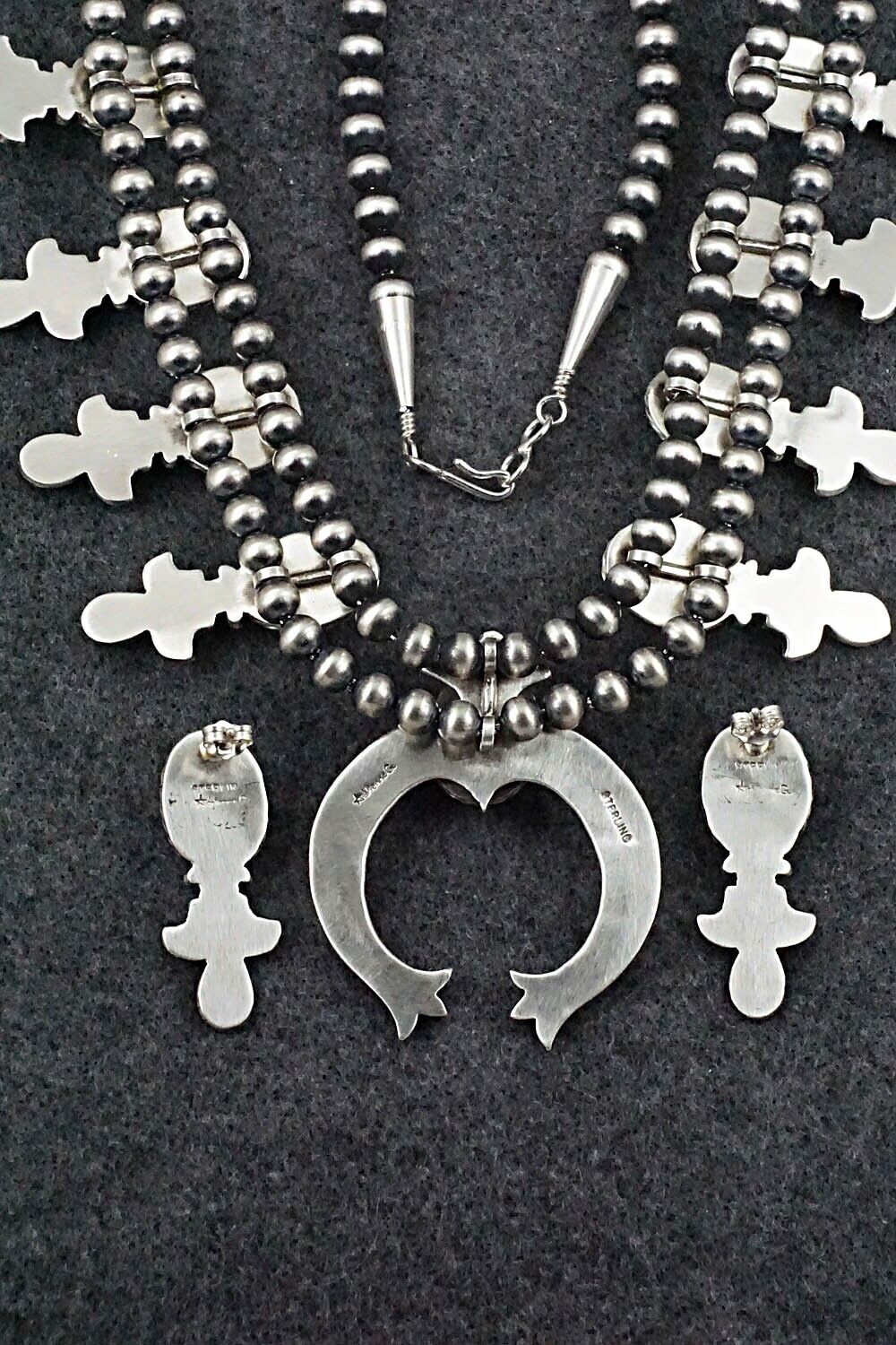 Turquoise & Sterling Silver Squash Blossom Set - Adrienne Gordon