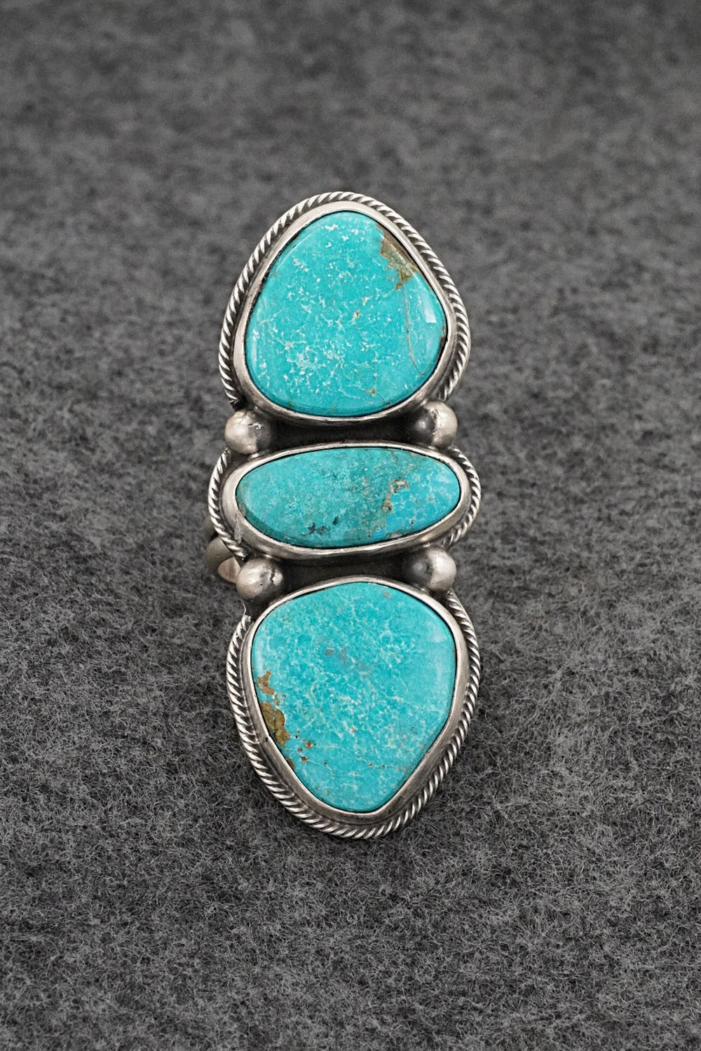 Turquoise & Sterling Silver Ring - Kathleen Livingston - Size 7.5 Adj.