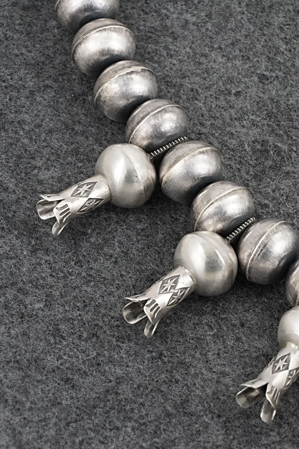 Turquoise & Sterling Silver Navajo Pearl Squash Blossom Necklace - Chris Hale