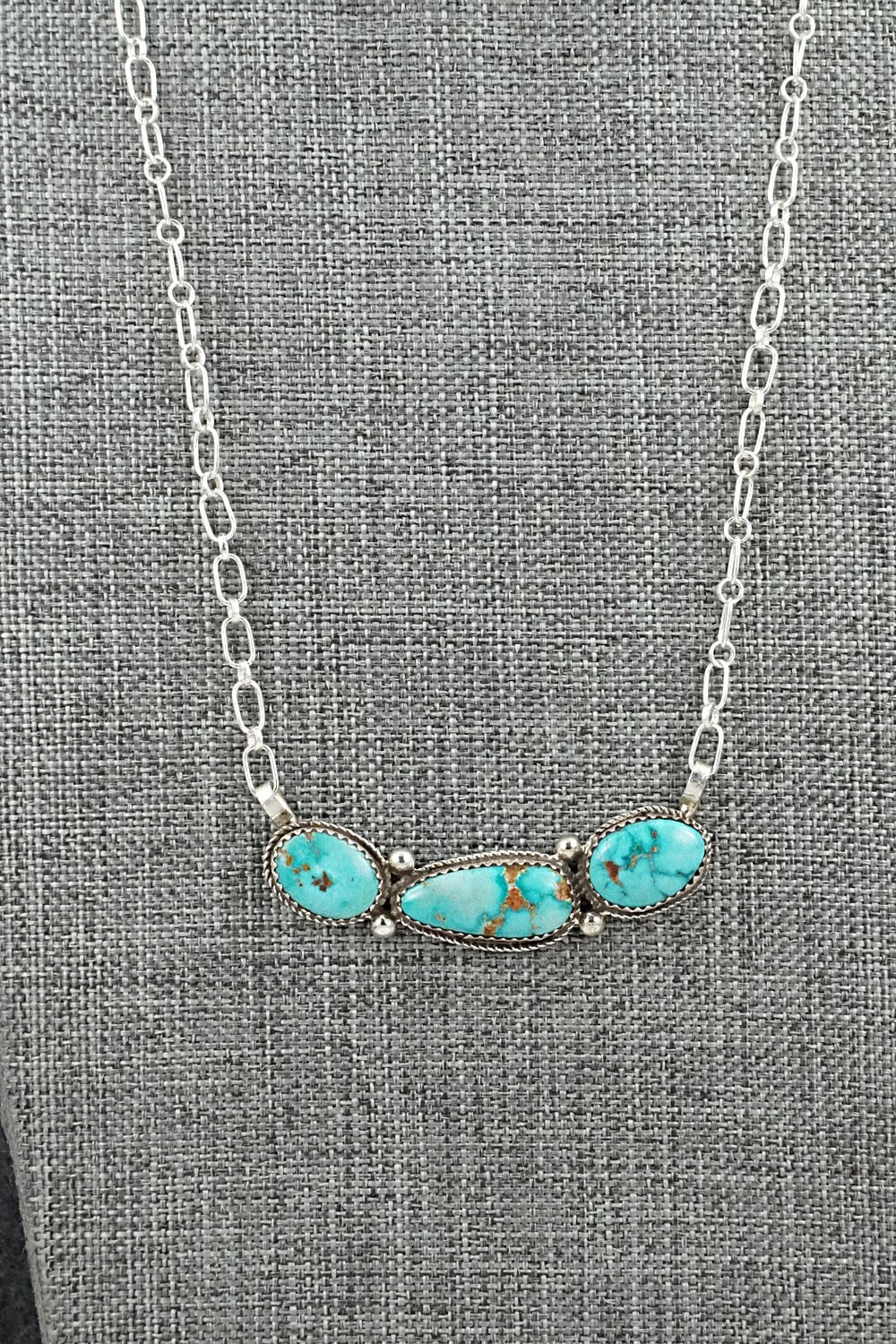 Turquoise & Sterling Silver Necklace - Ernest Hawthorne
