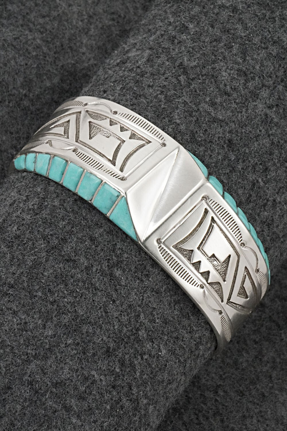 Turquoise & Sterling Silver Bracelet - Leonard Jim