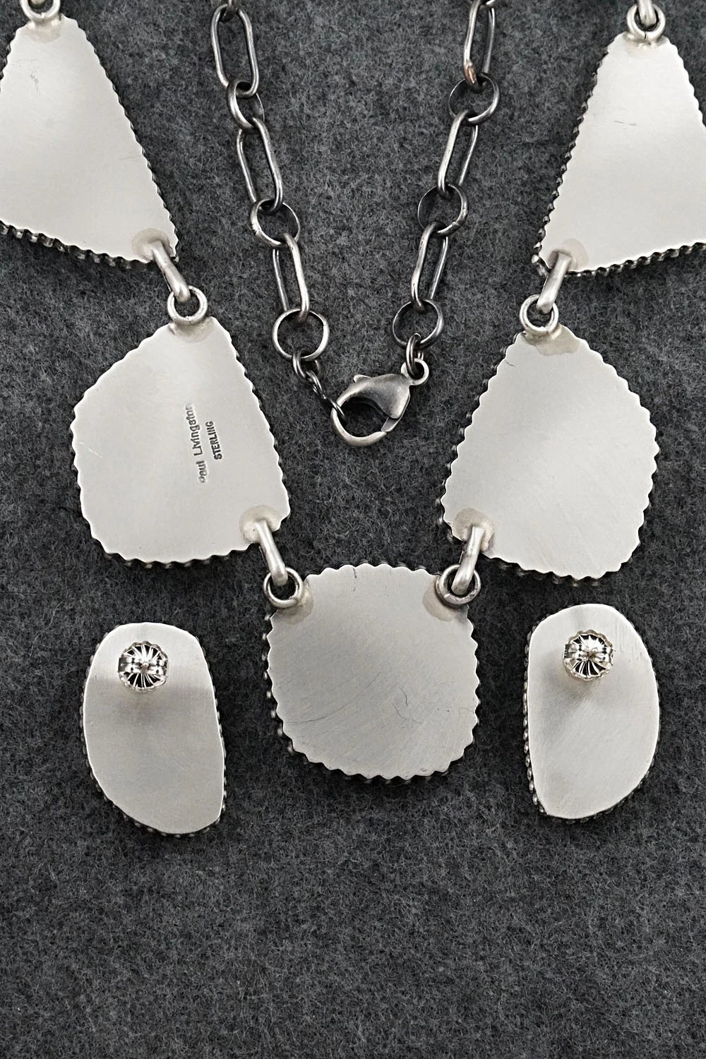 Turquoise & Sterling Silver Necklace and Earrings Set - Paul Livingston