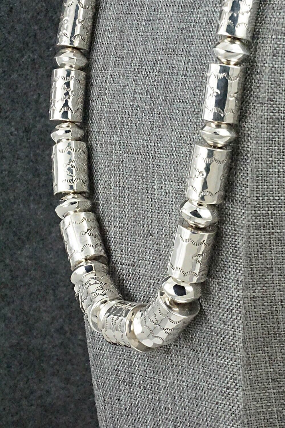Sterling Silver Navajo Pearl Necklace 29" - Jeffery Castillo