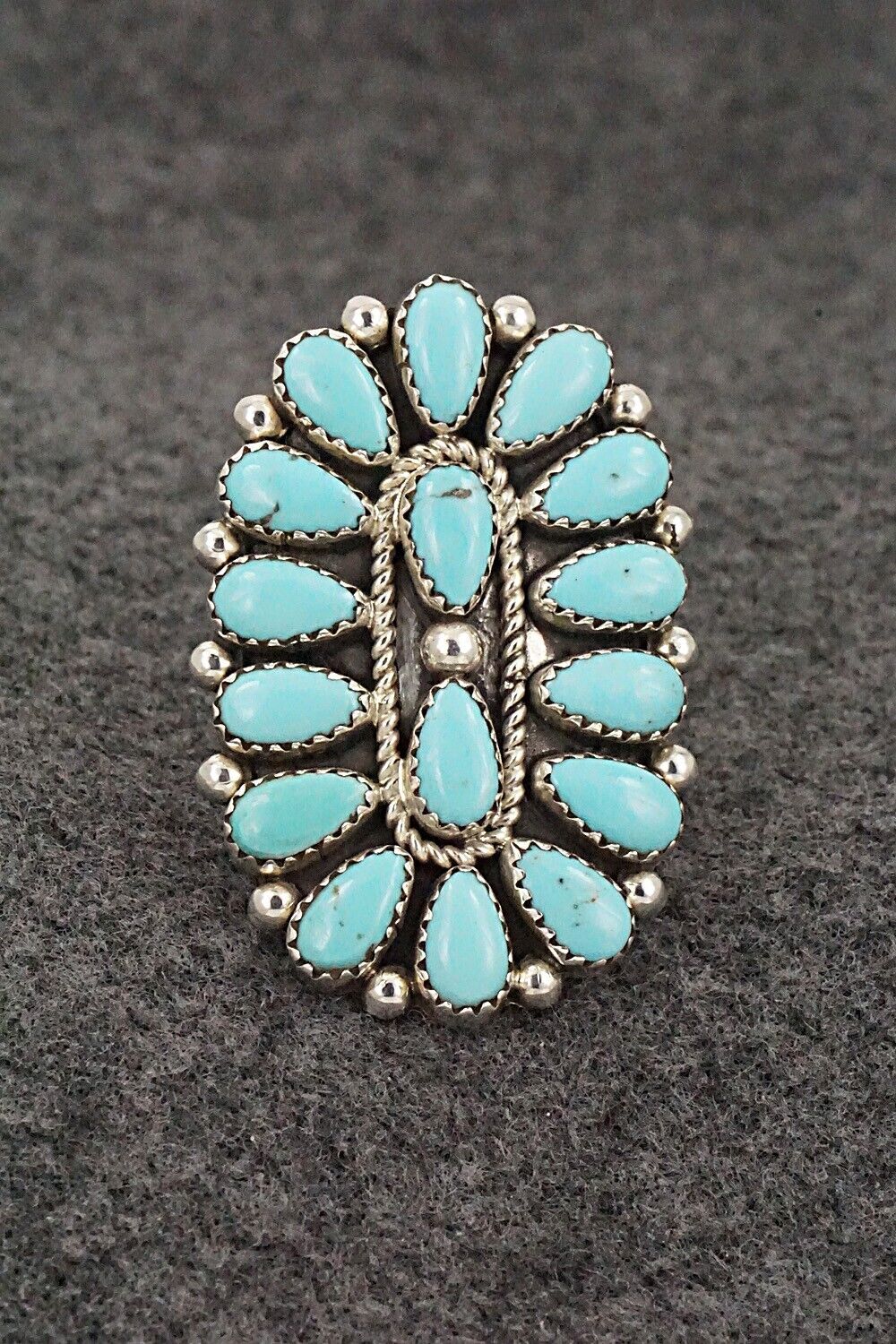 Turquoise & Sterling Silver Ring - Rodney Notah - Size 8