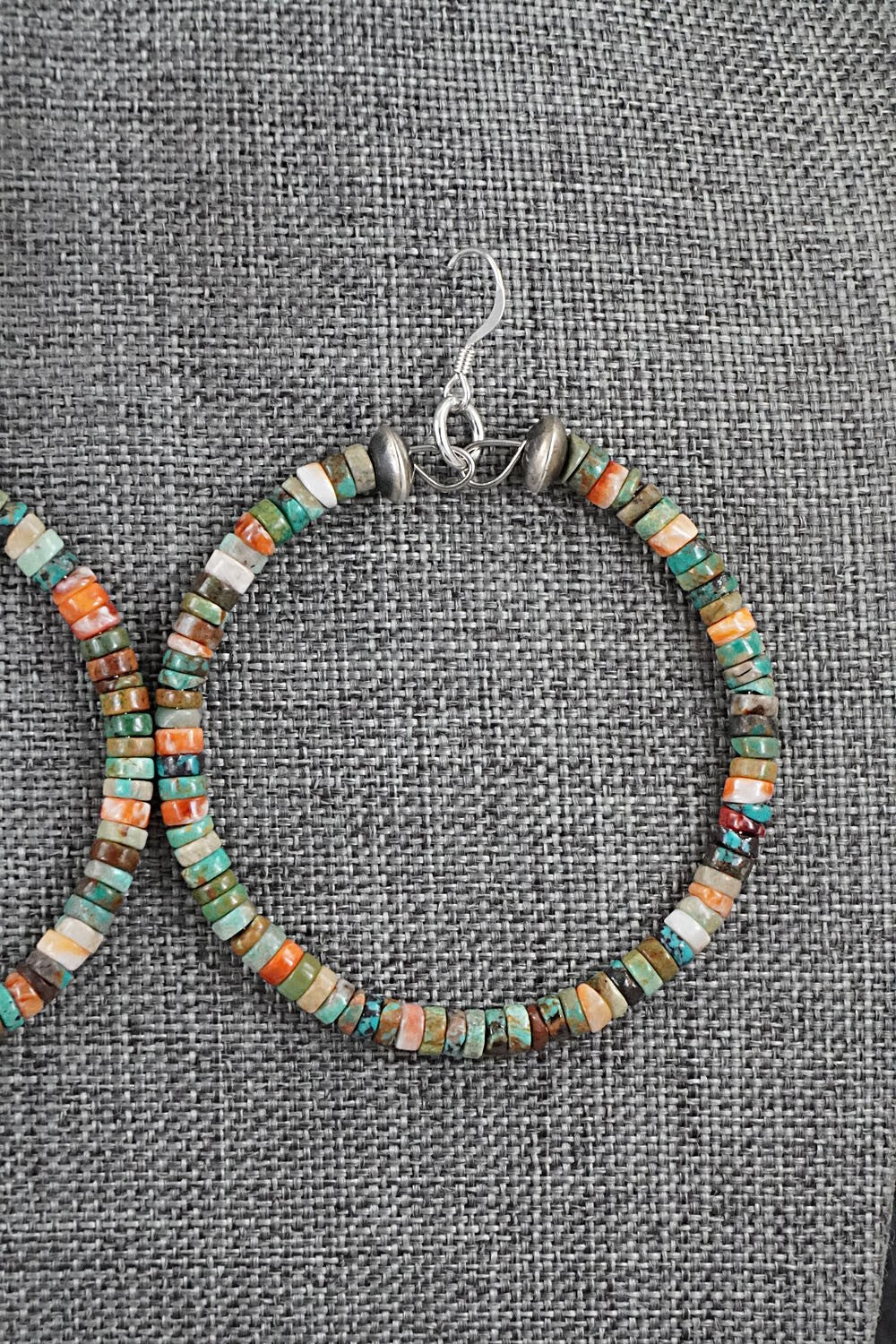 Turquoise, Spiny Oyster & Sterling Silver Earrings - Doreen Jake