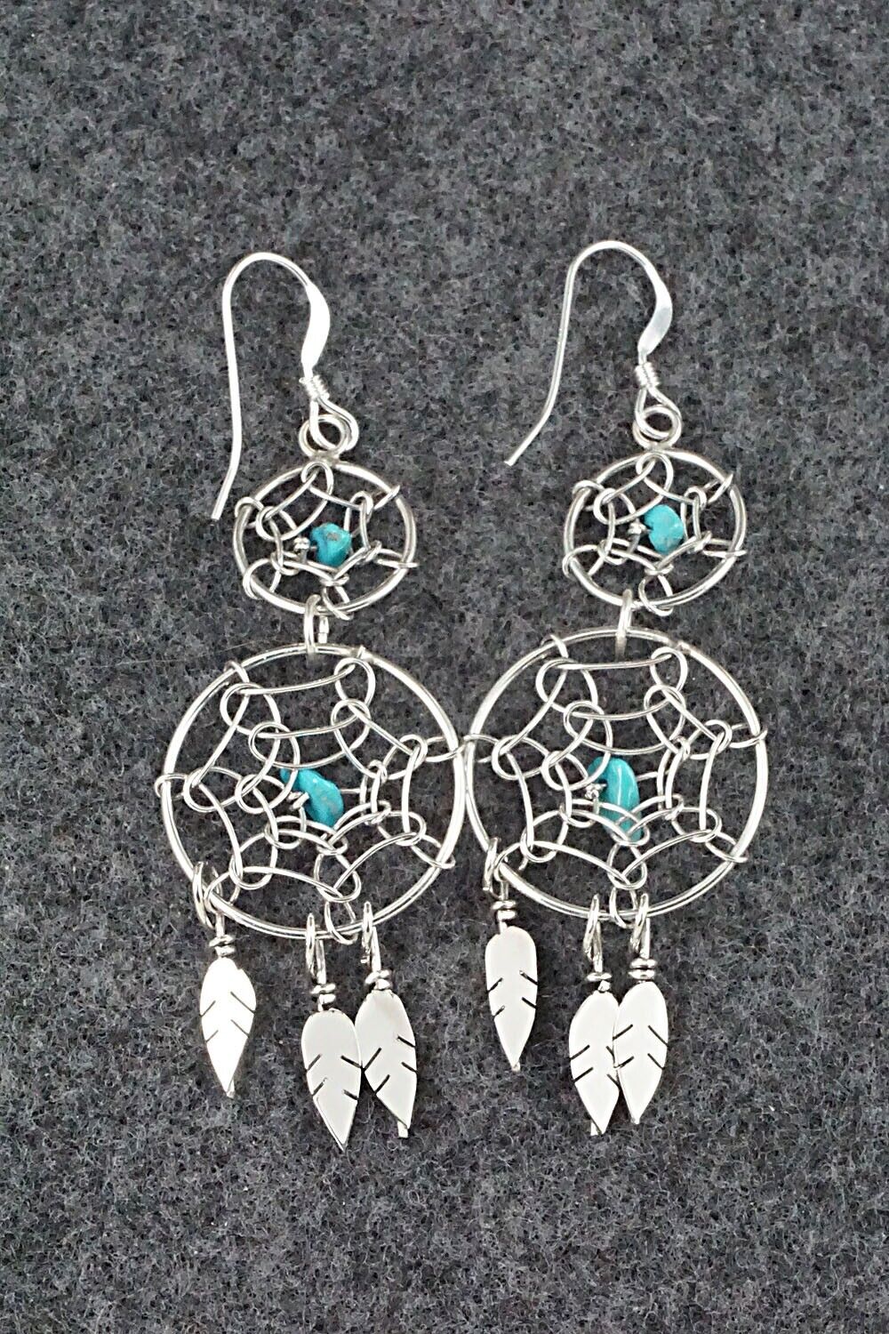 Turquoise & Sterling Silver Earrings - Lorenzo Arviso Jr.