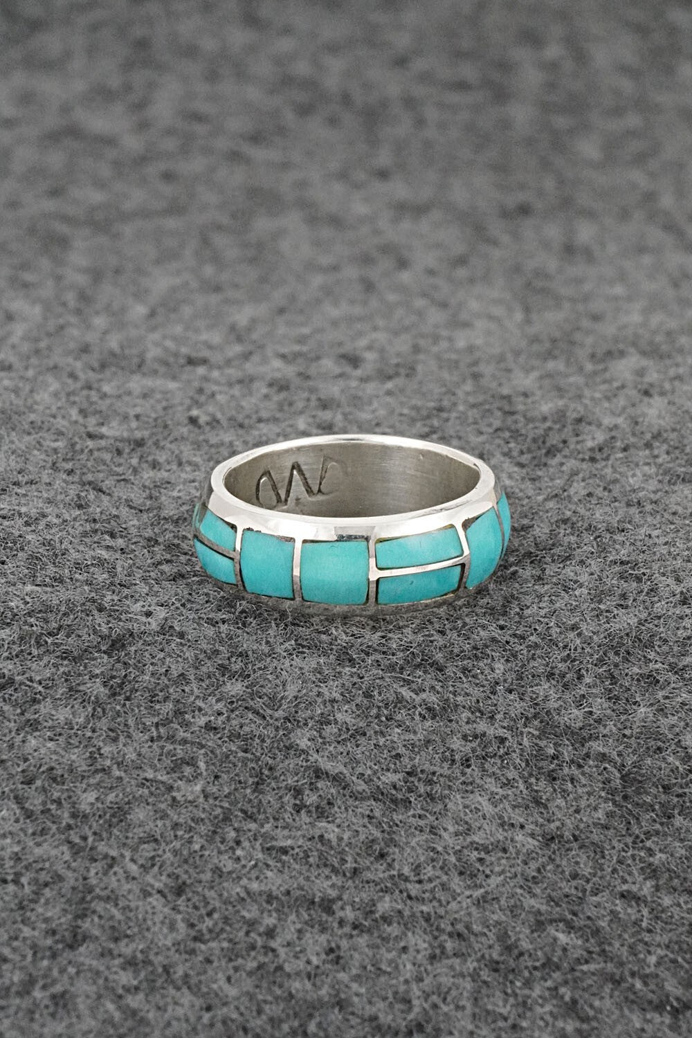 Turquoise & Sterling Silver Inlay Ring - Matilda Chattin - Size 6