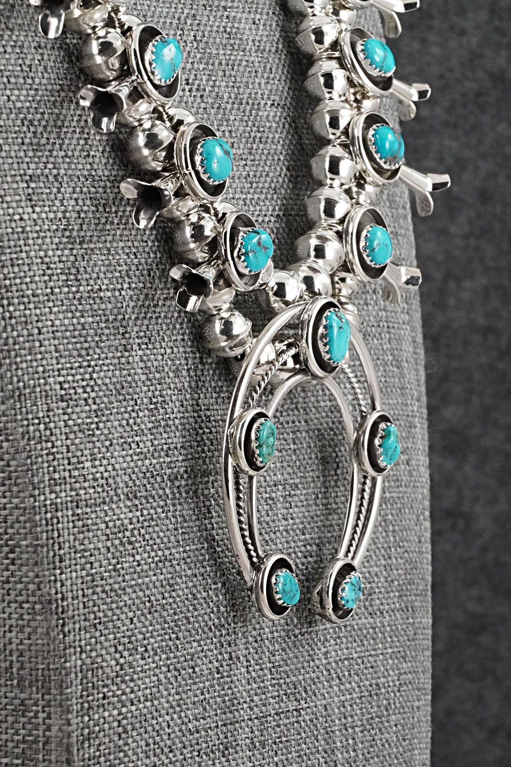 Turquoise & Sterling Silver Squash Blossom Set - Phil Garcia