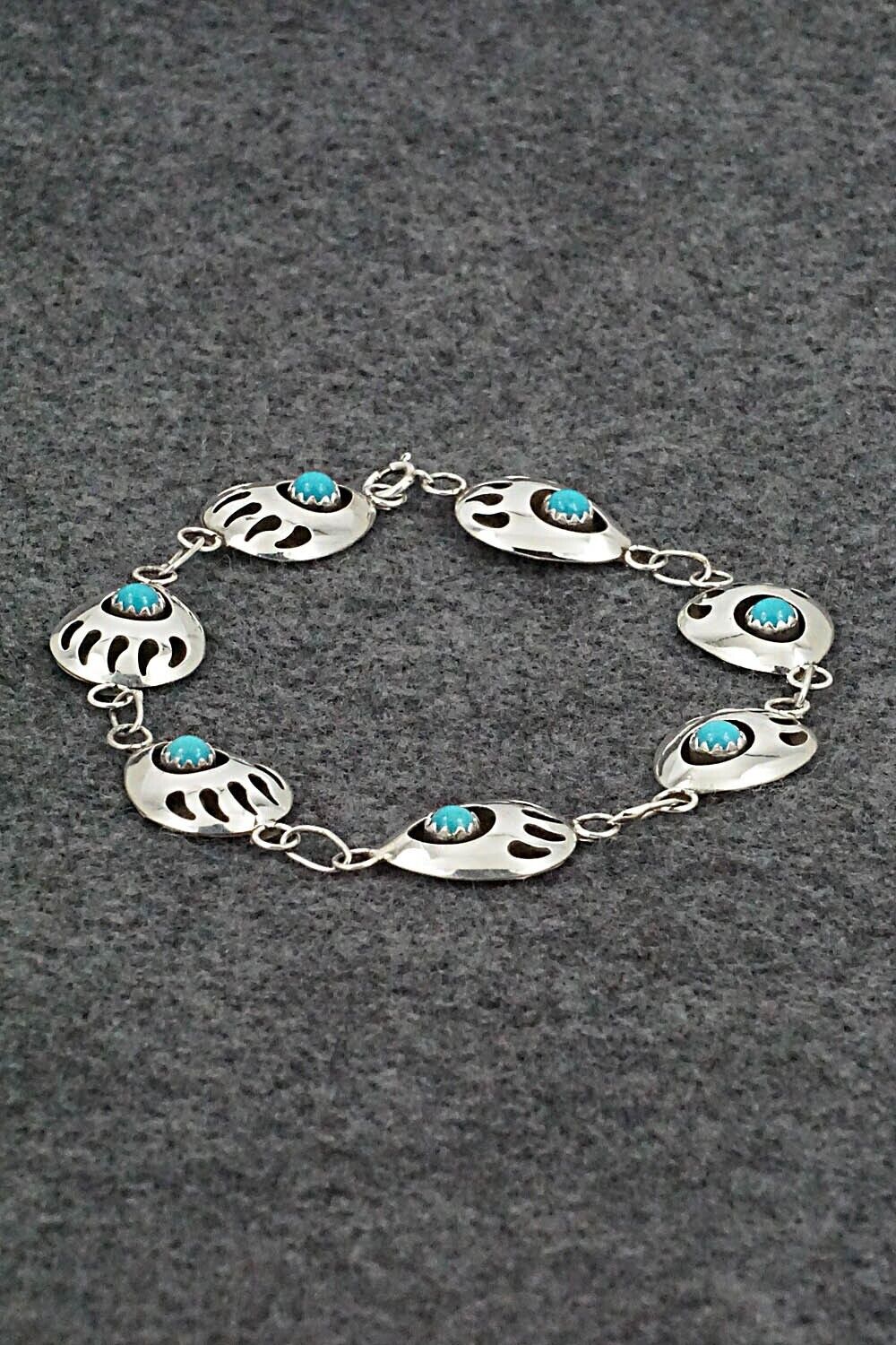 Turquoise & Sterling Silver Link Bracelet - Gaynell Parker
