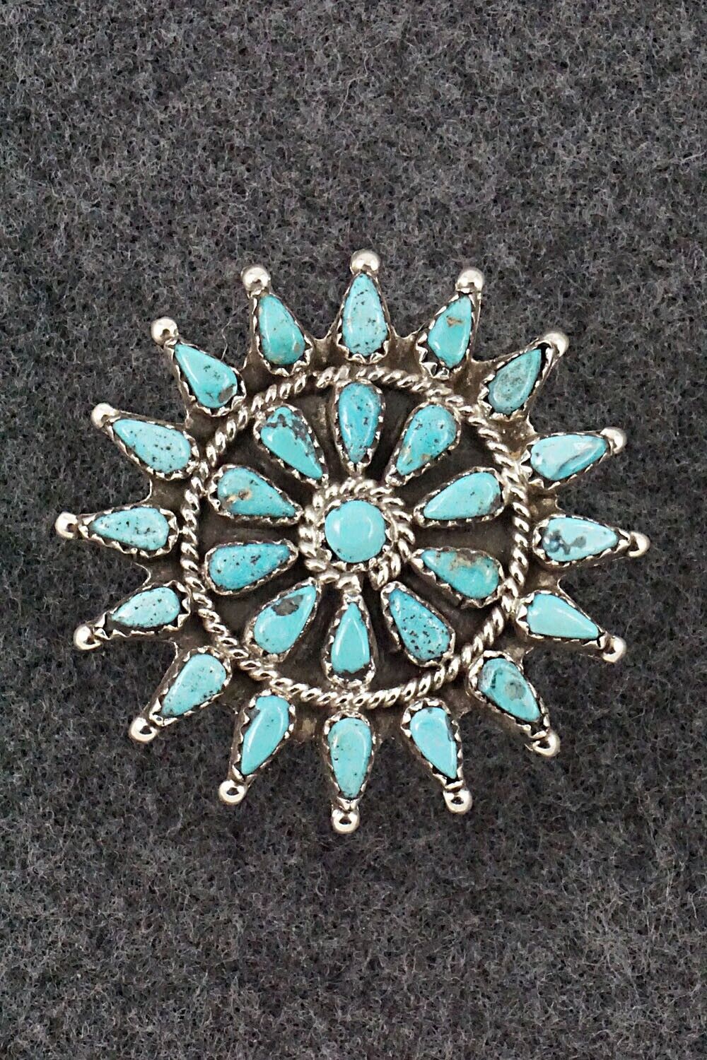 Turquoise & Sterling Silver Pendant/Pin - George Gasper