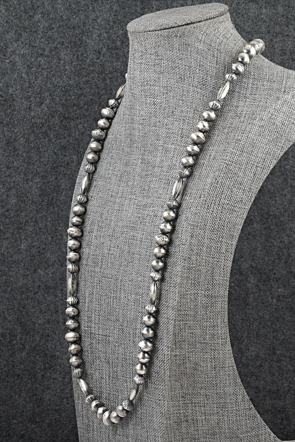 Sterling Silver Navajo Pearl Necklace 26" - Vintage