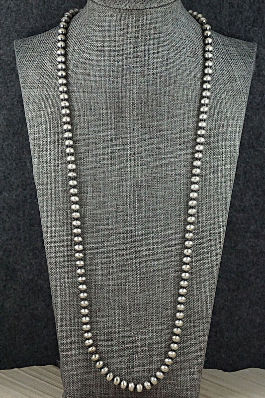 Sterling Silver Navajo Pearl Necklace 60" - Dorinda Mariano