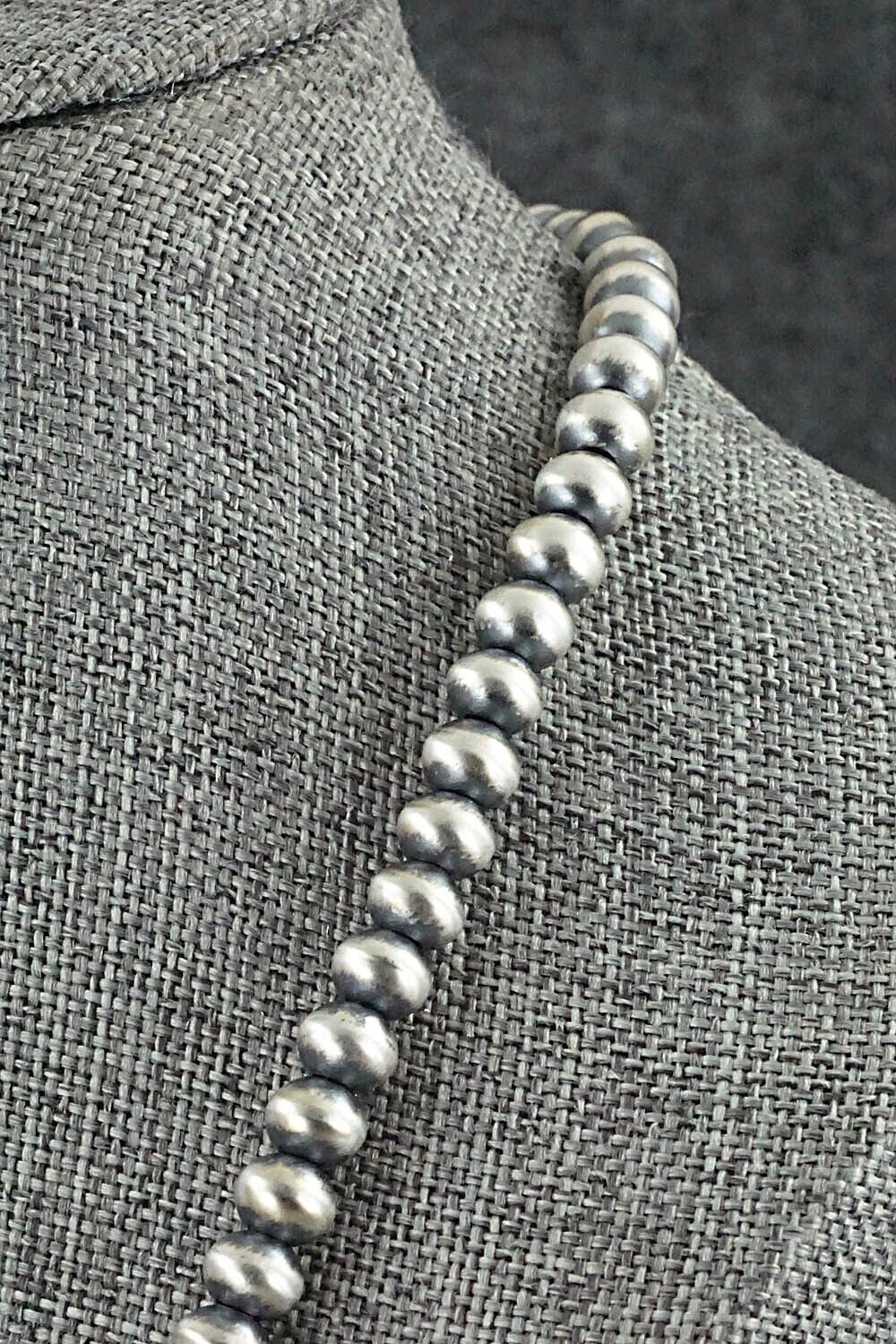 Sterling Silver Navajo Pearl Necklace 28" - Dorinda Mariano