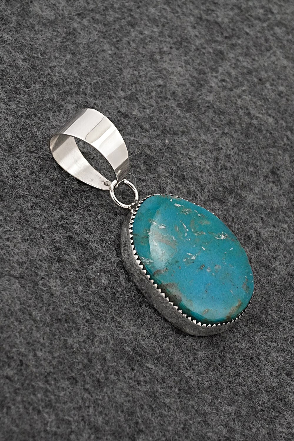 Turquoise and Sterling Silver Pendant - Leslie Nez