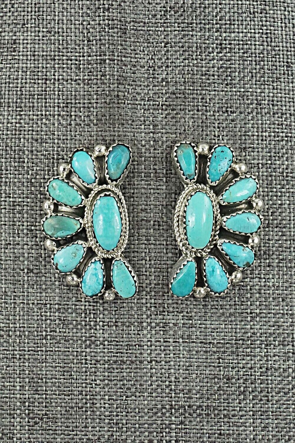 Turquoise & Sterling Silver Necklace and Earrings Set - Eunise Wilson
