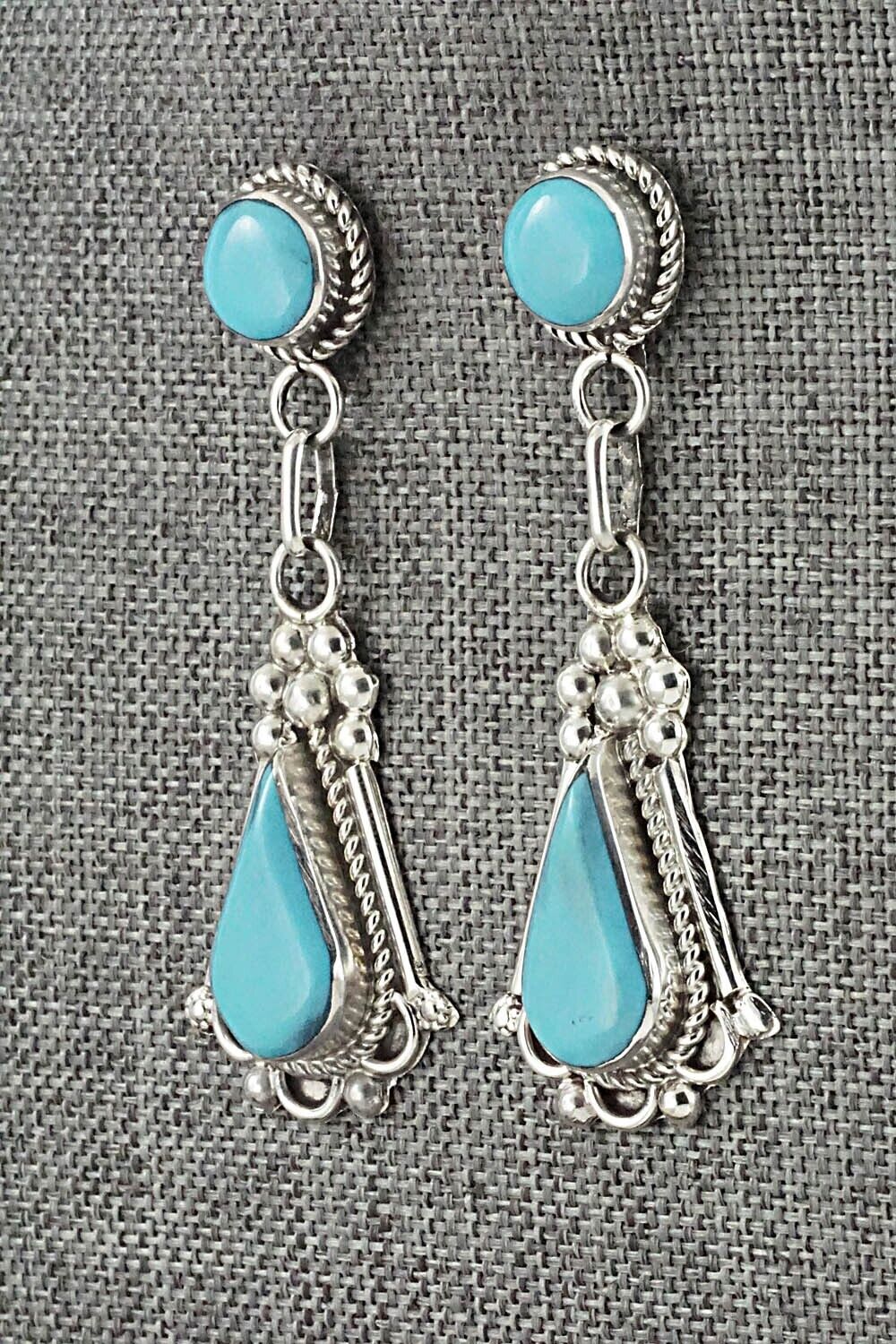Turquoise & Sterling Silver Earrings - Juanita Yatsatie